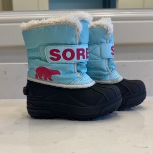 Sorel Light Blue and Black Toddler Snow Boots